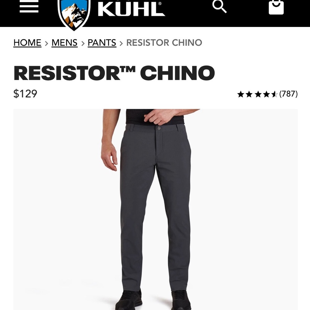 Kühl Resistor Chino Men’s Pants in Carbon